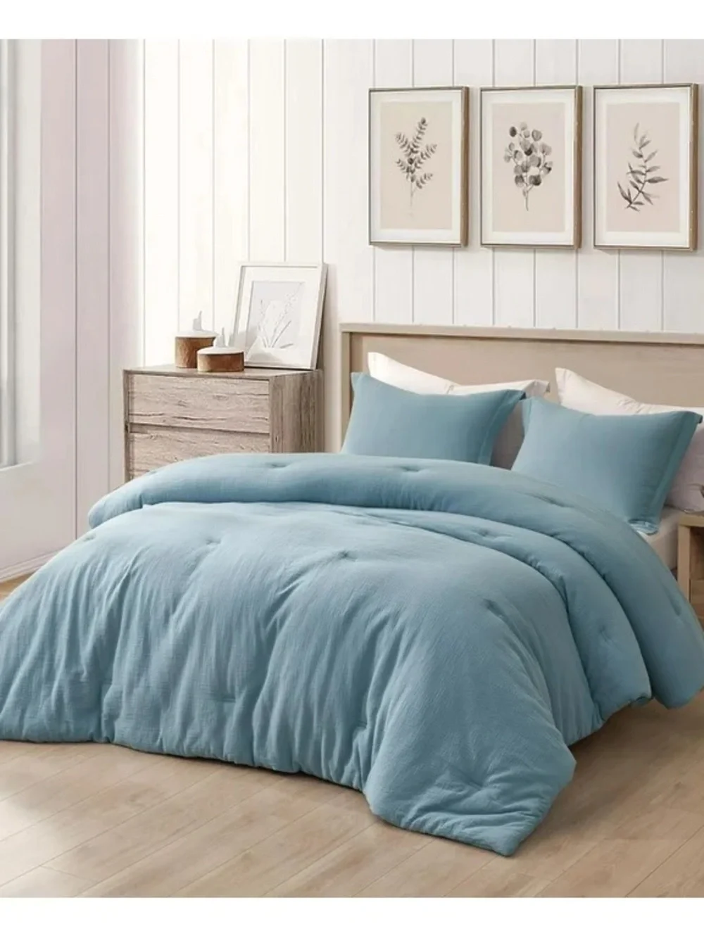 Blue Cotton cal king 3 piece Comforter Set